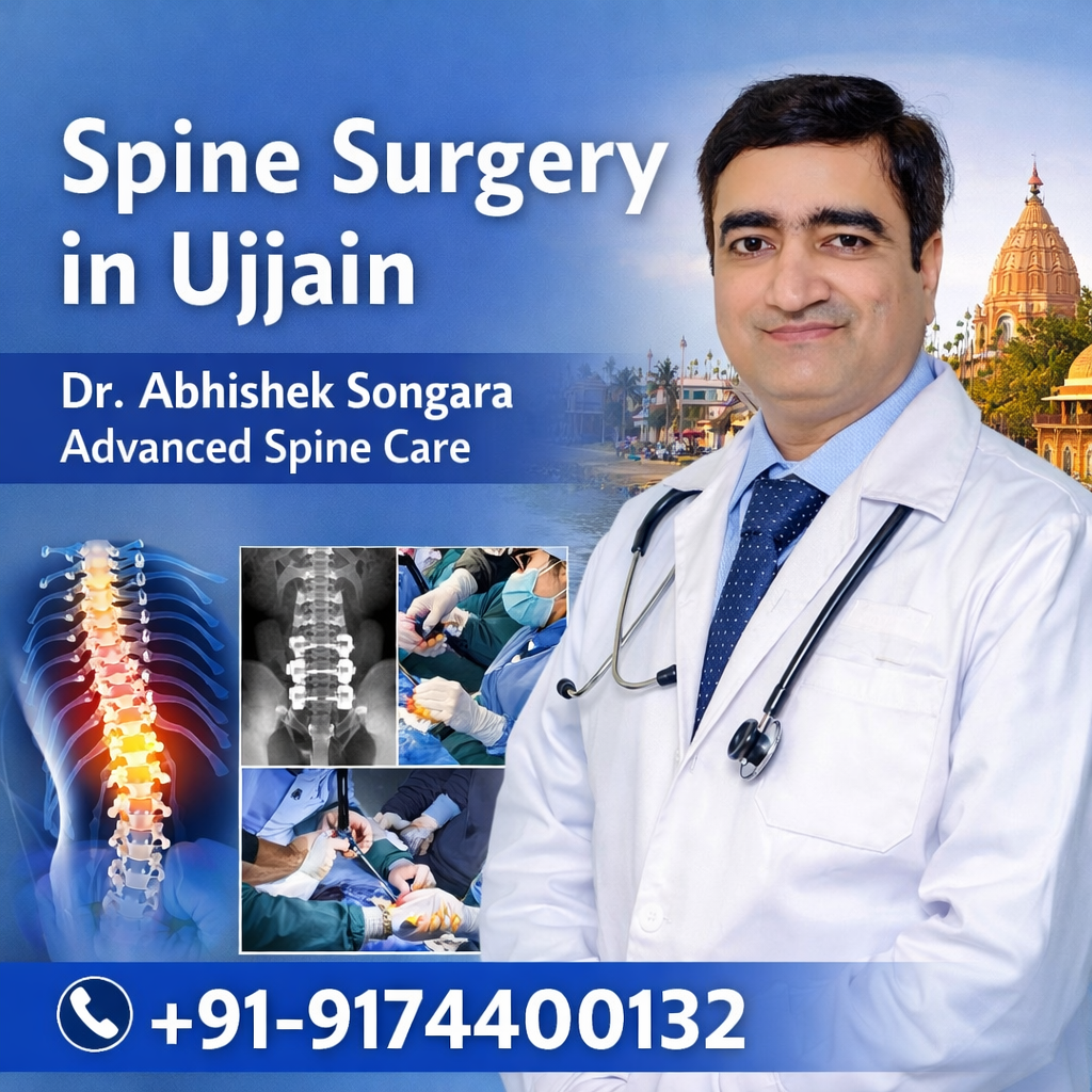 Dr Abhishek Songara neurosurgeon providing spine surgery in Ujjain for slip disc, back pain and spinal disorders
